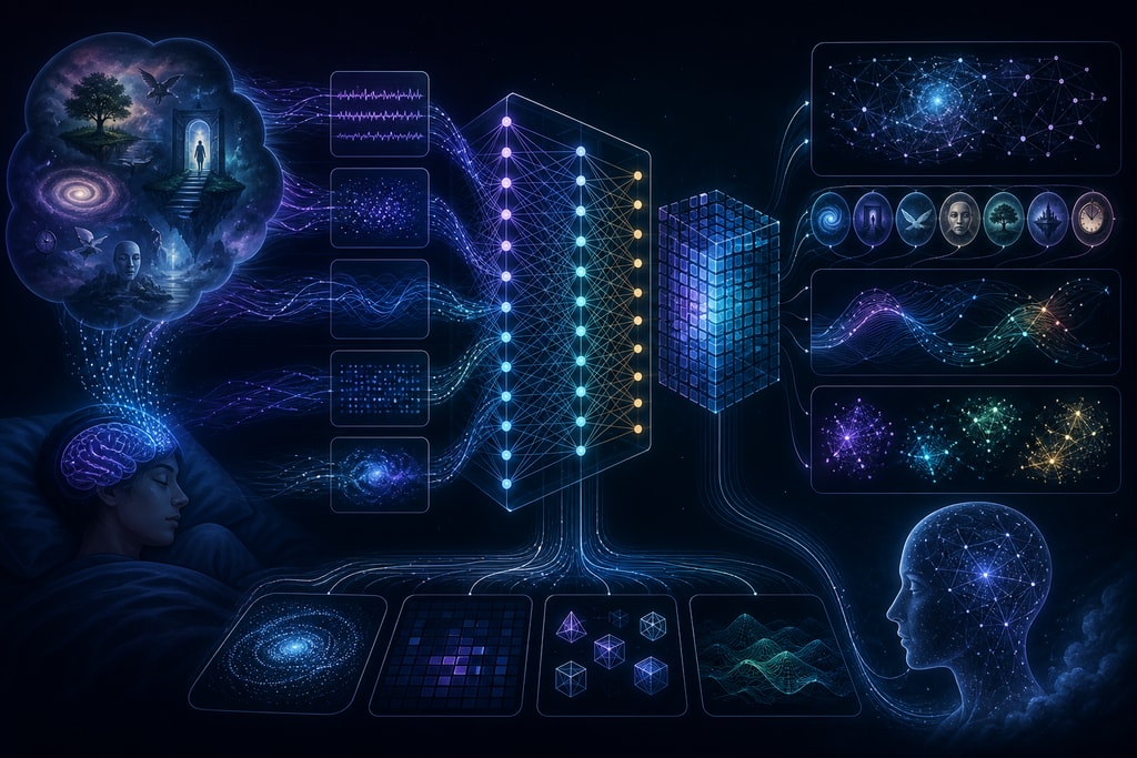 Illustration of AI analyzing dream patterns
