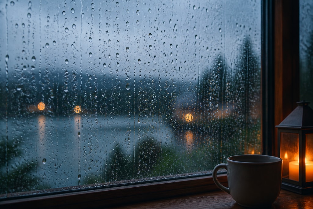 Raindrops on a windowpane