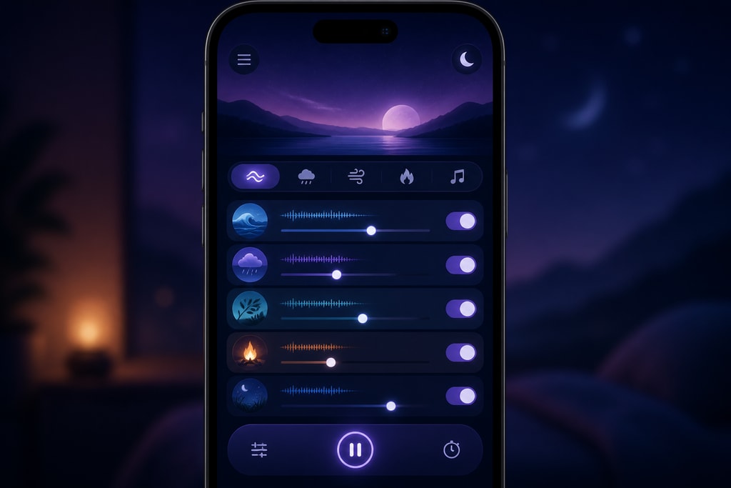 Dreamscape app interface displaying soundscapes