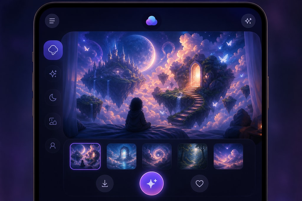 Dreamscape app interface showing dream visualization