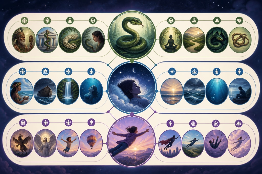 Illustration of dream symbols with varied meanings