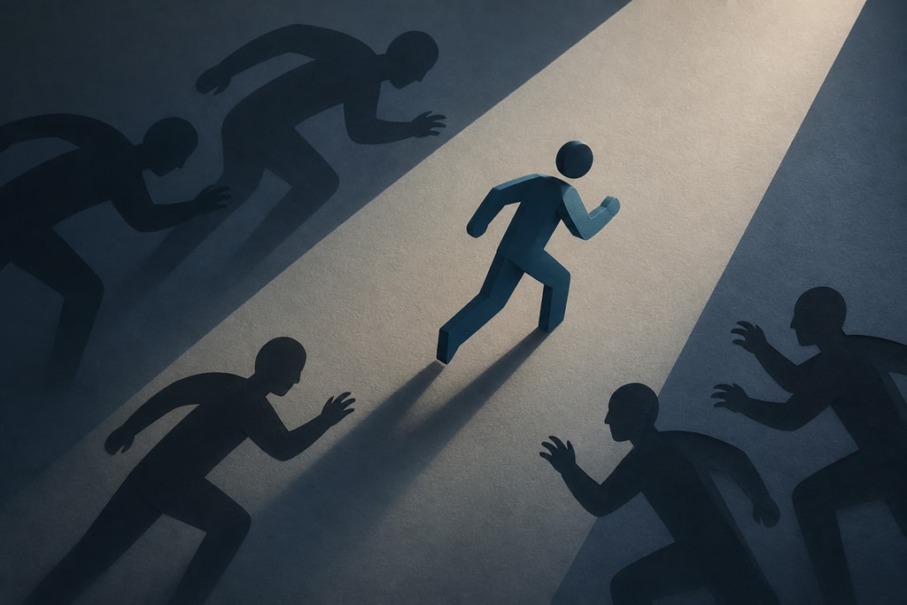 Person running with shadows