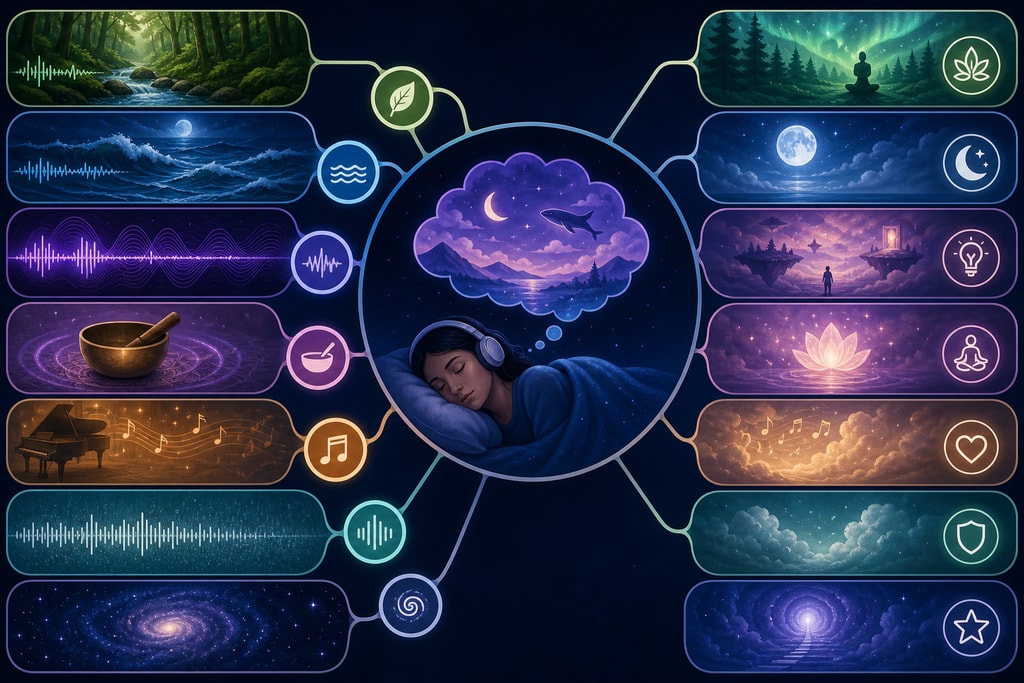 Diagram showing different types of soundscapes and their effects on dreams
