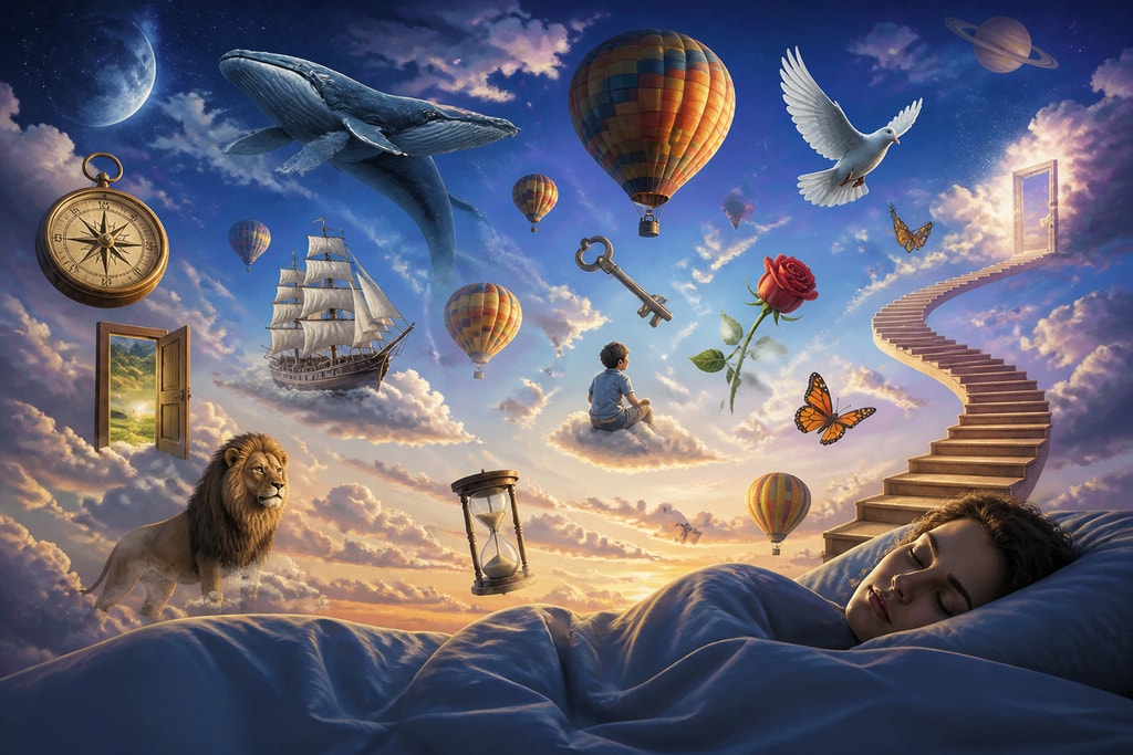 Illustration of dream symbols in the sky