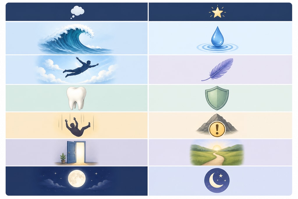 Table of common dream symbols with meanings
