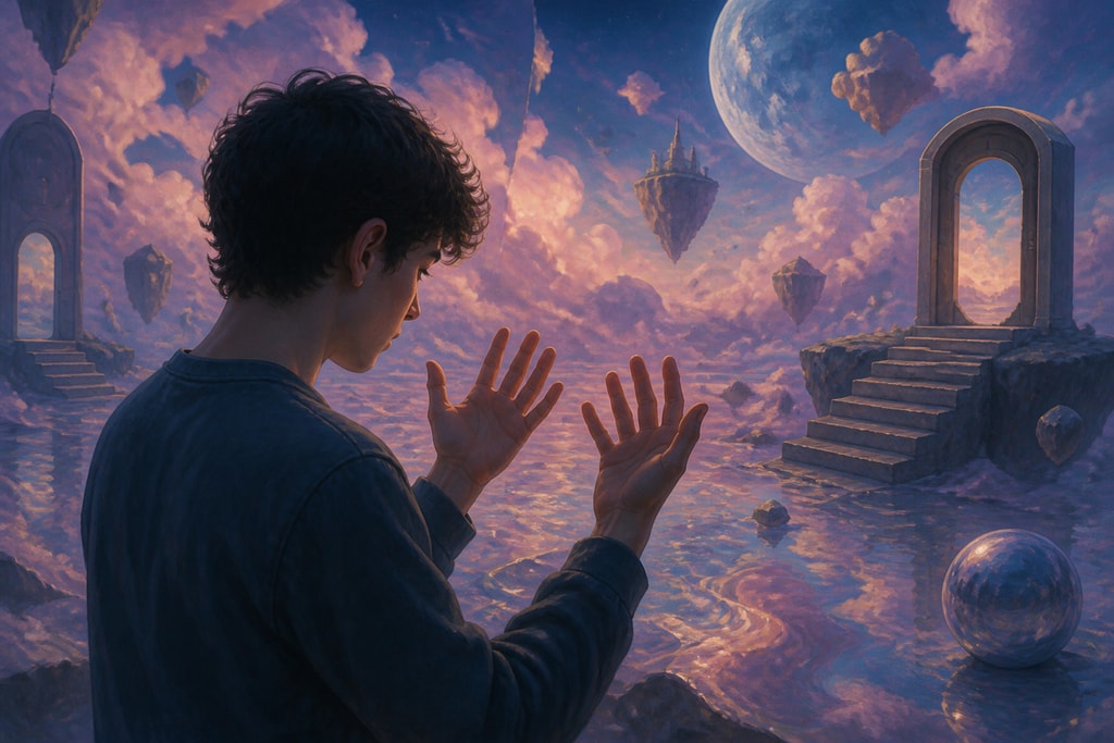 Person performing reality check in dream