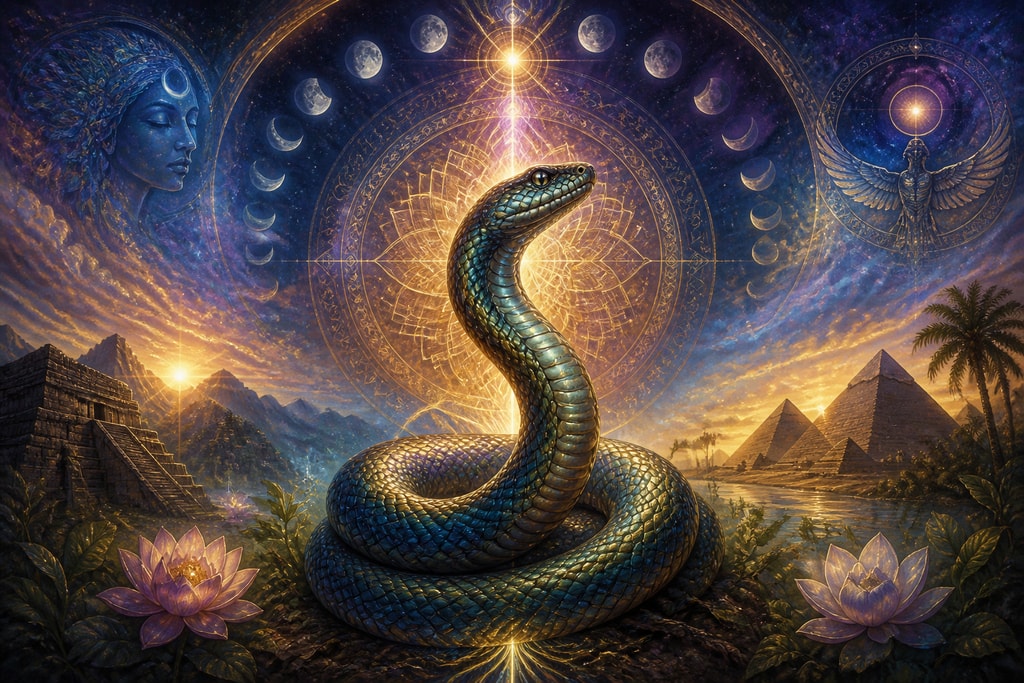 Depiction of a snake symbolizing spiritual awakening in dreams