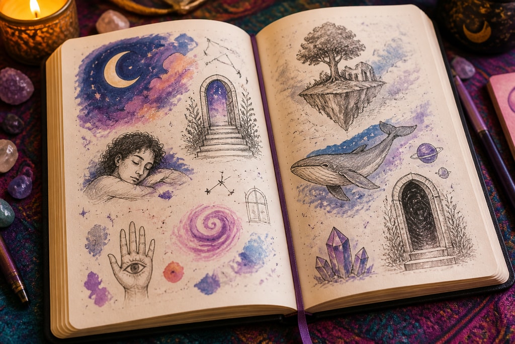 Dream journal with open pages