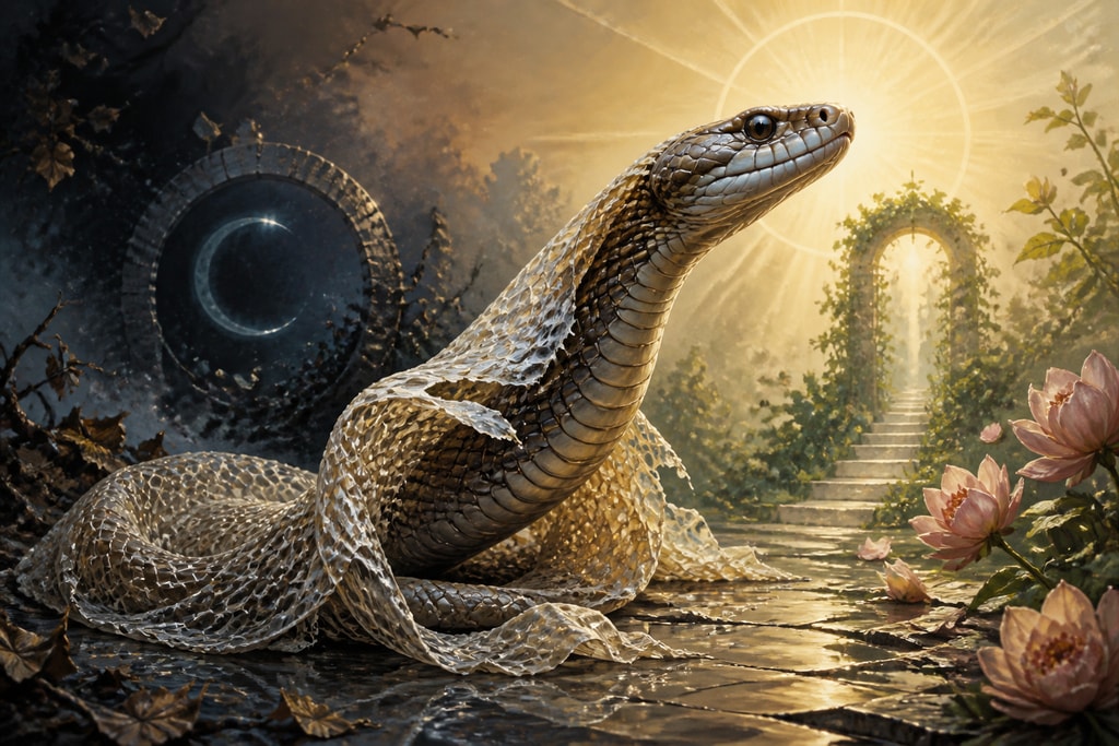 A transformative snake shedding its skin
