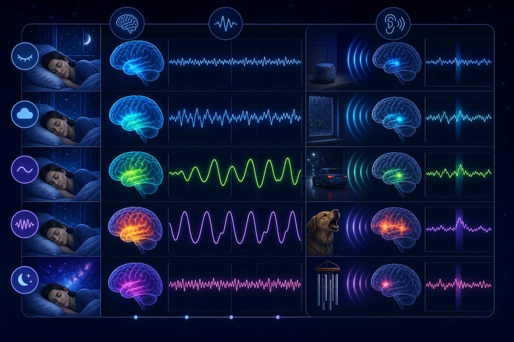 Illustration of brainwave activity during different sleep stages