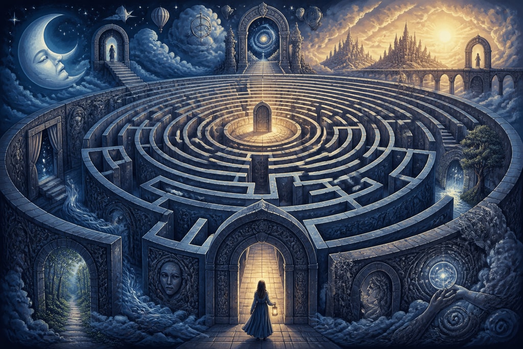 Illustration of a dream labyrinth
