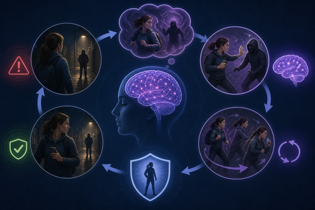 Diagram illustrating the Threat Simulation Theory in the context of recurring dreams.