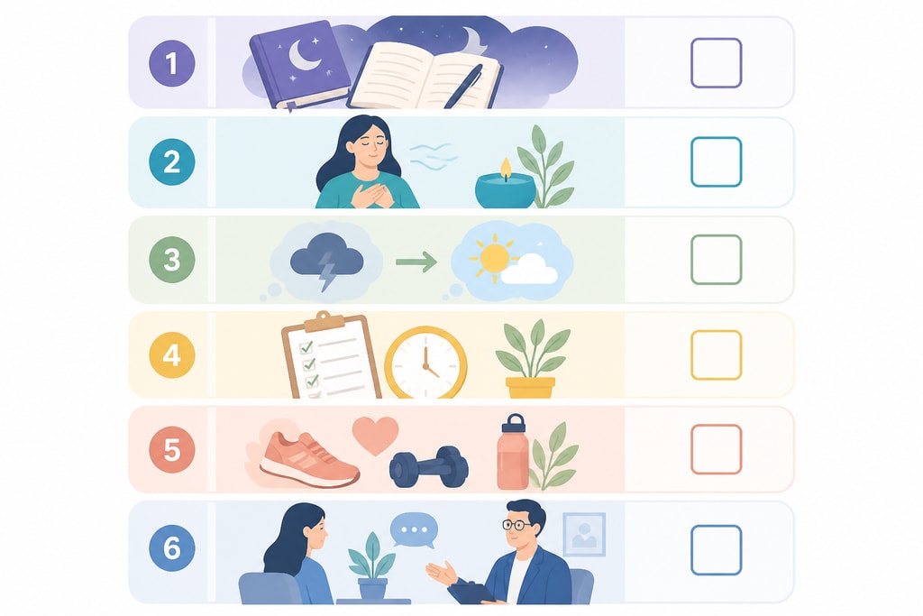 Checklist outlining steps to manage recurring dreams.