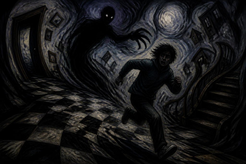 Illustration of being chased in a nightmare