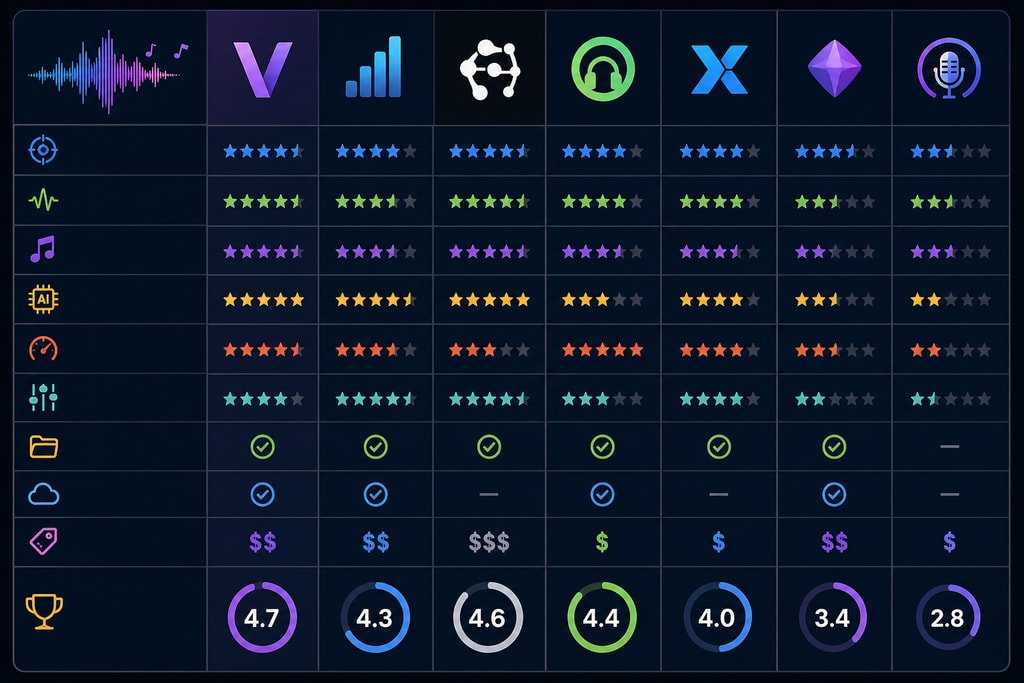 Graphical comparison of vocal removal software
