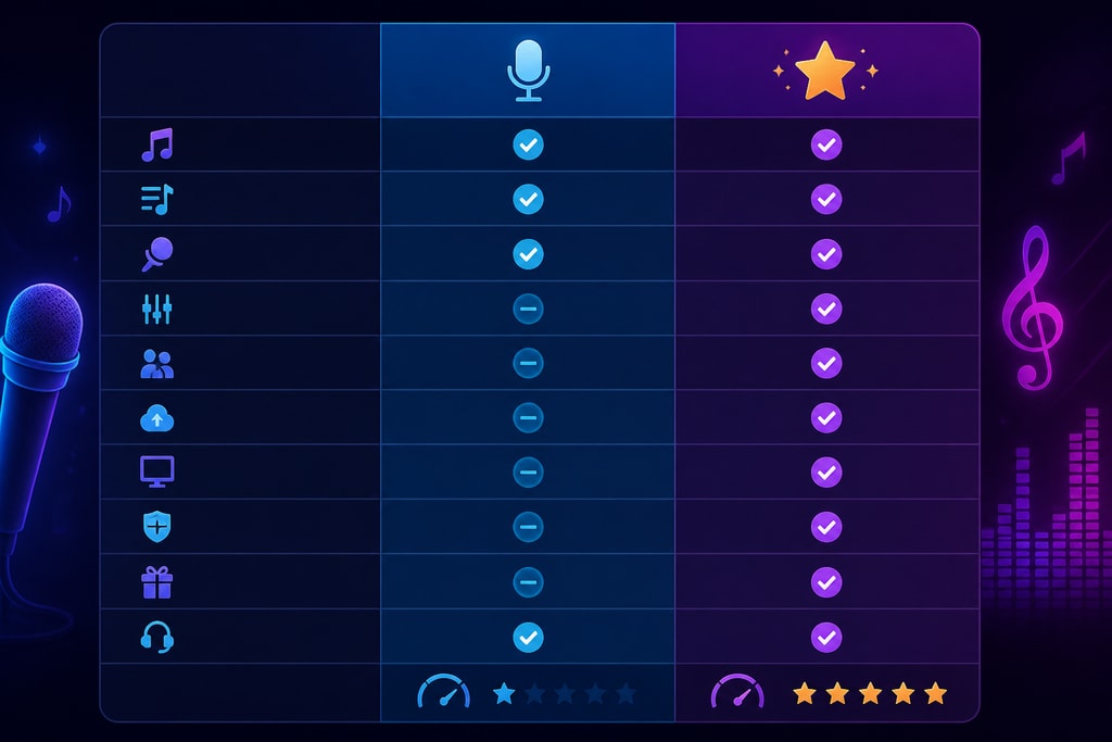 Comparative chart of karaoke tools