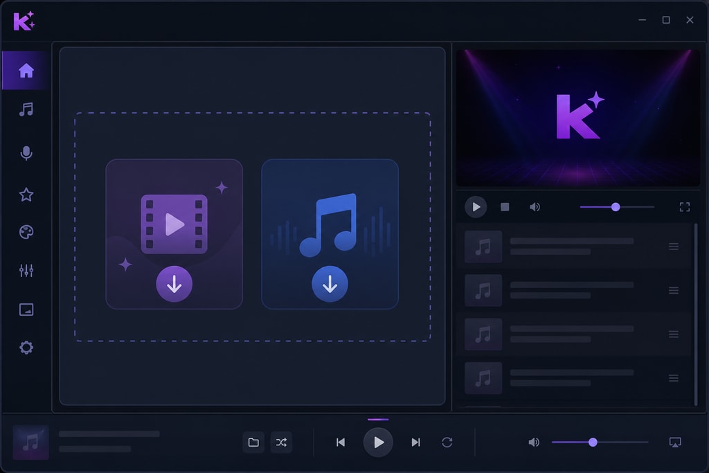 KaraMagic interface showing video import options