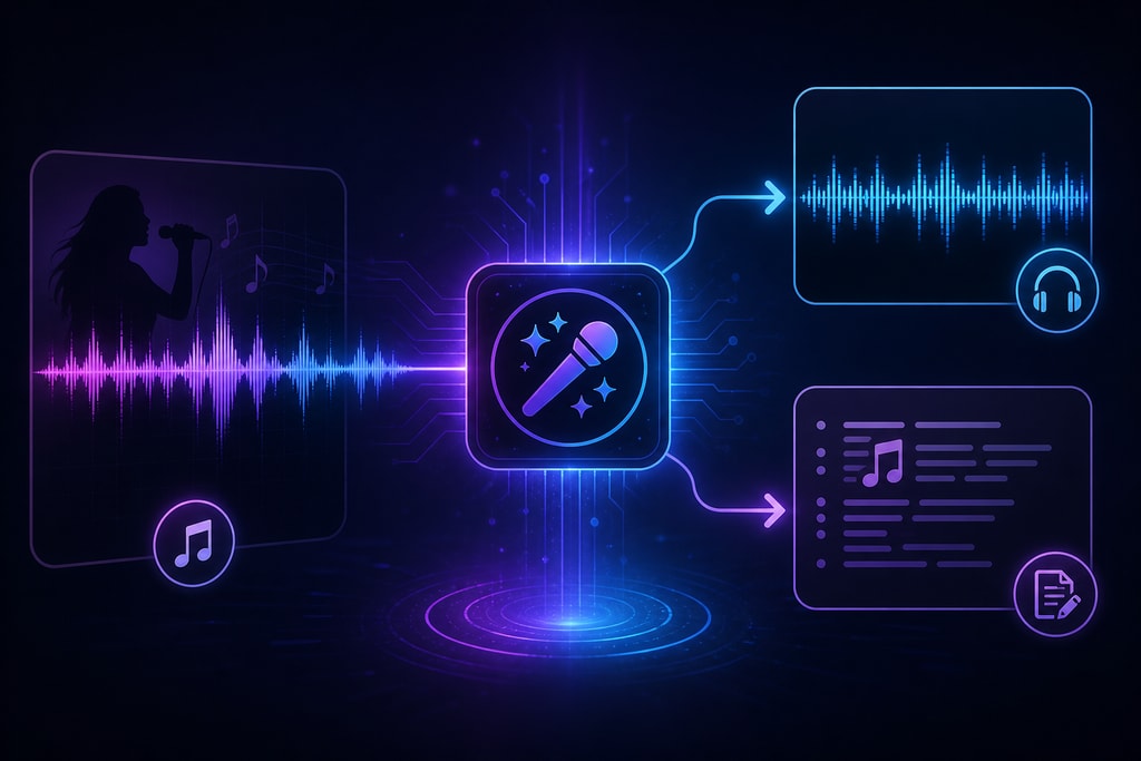 KaraMagic AI processing lyrics and vocal removal