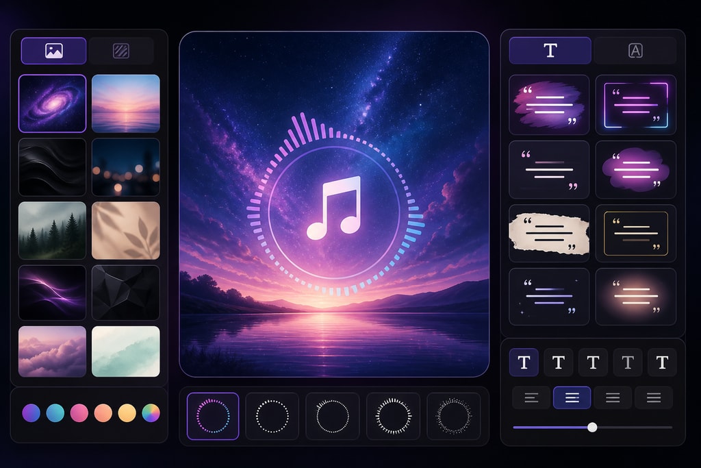LyricMagic customization options for backgrounds and text styles
