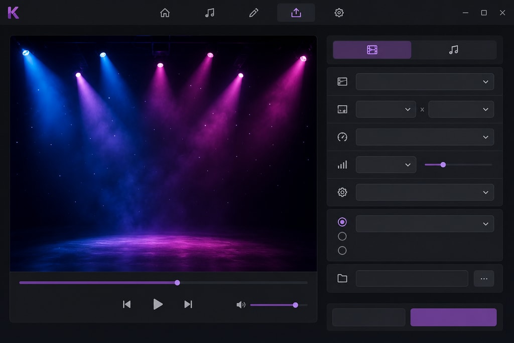 KaraMagic export screen with preview and export settings