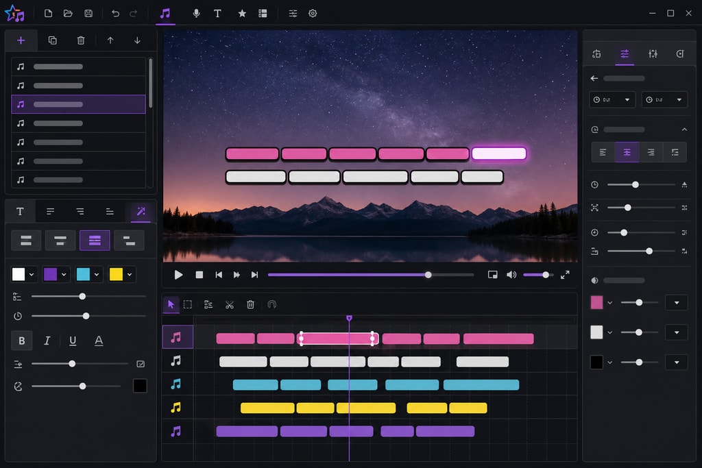 KaraMagic Pro interface showing lyric editing features