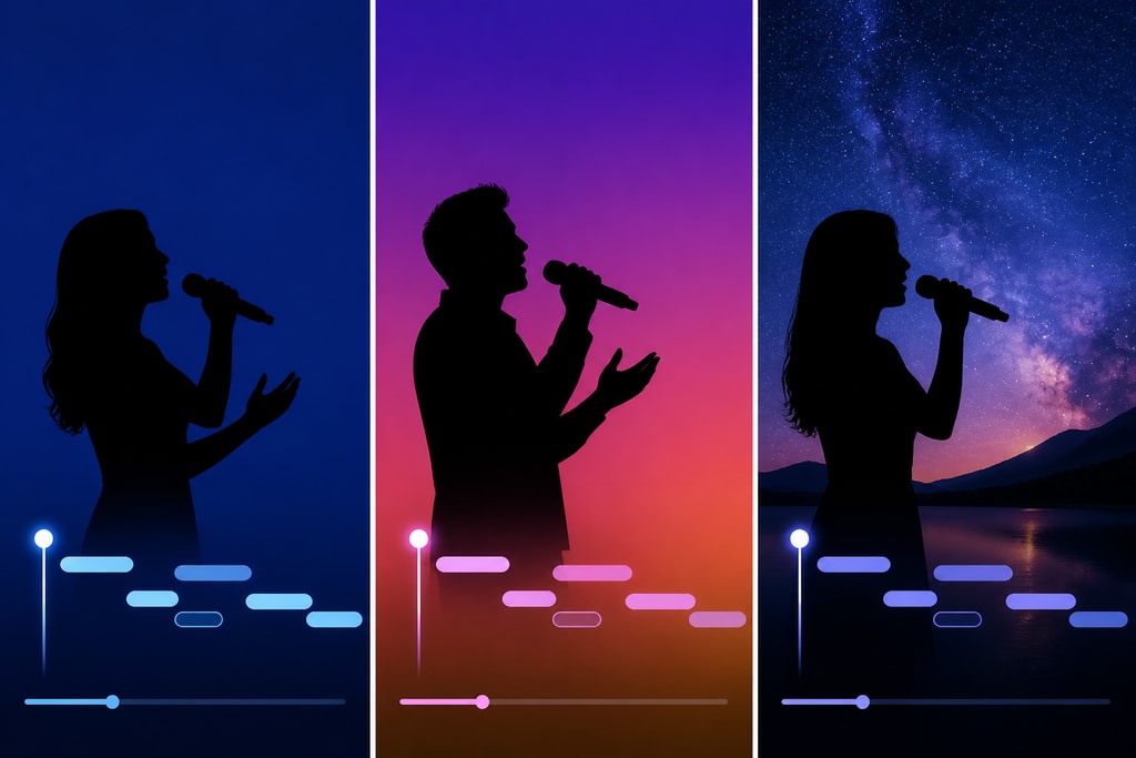Comparison of different background styles in karaoke videos