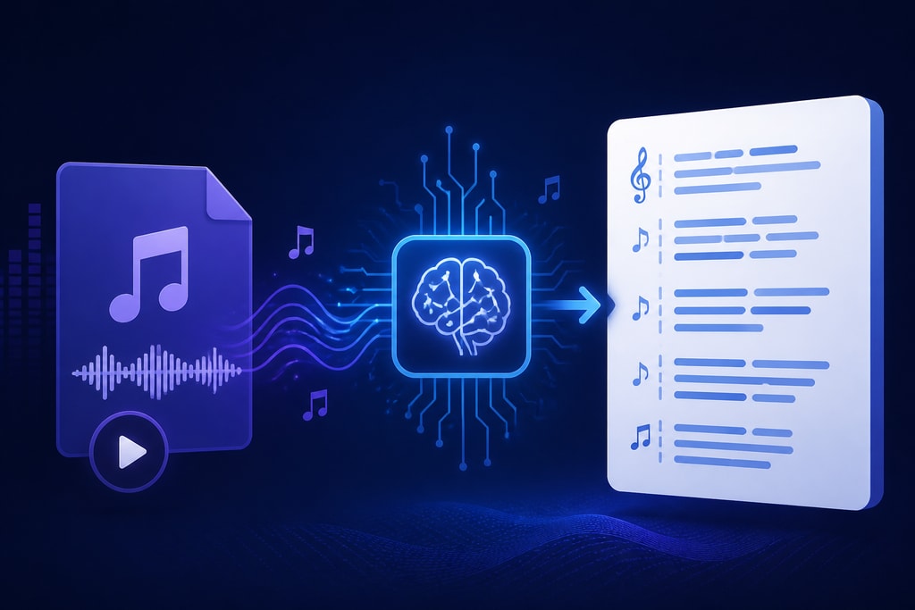 AI lyric transcription illustration