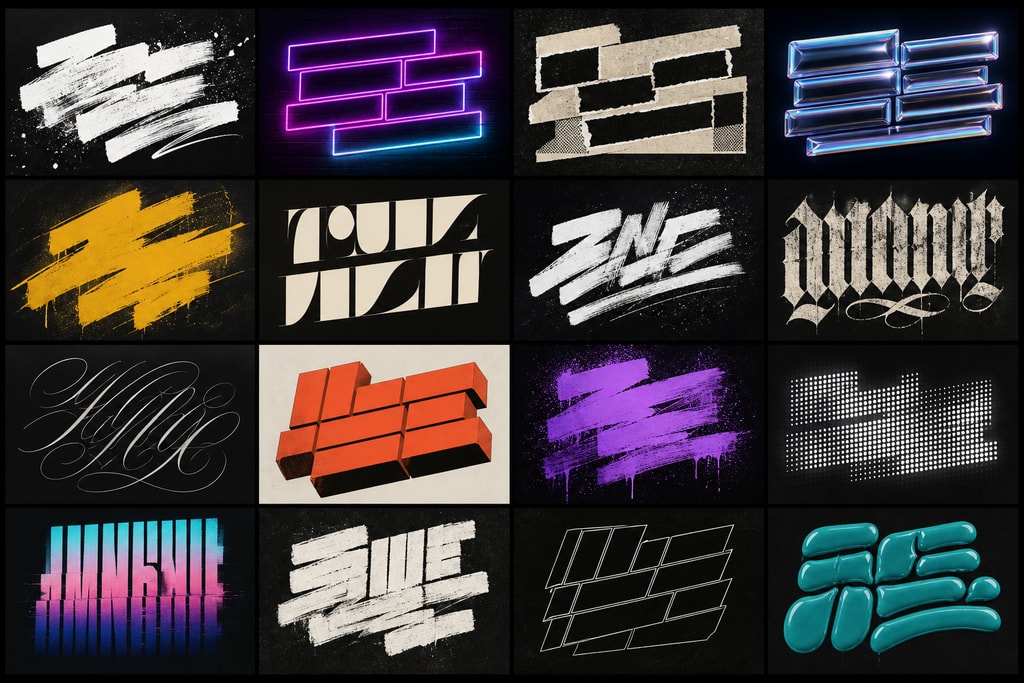 Different typography options for lyric videos