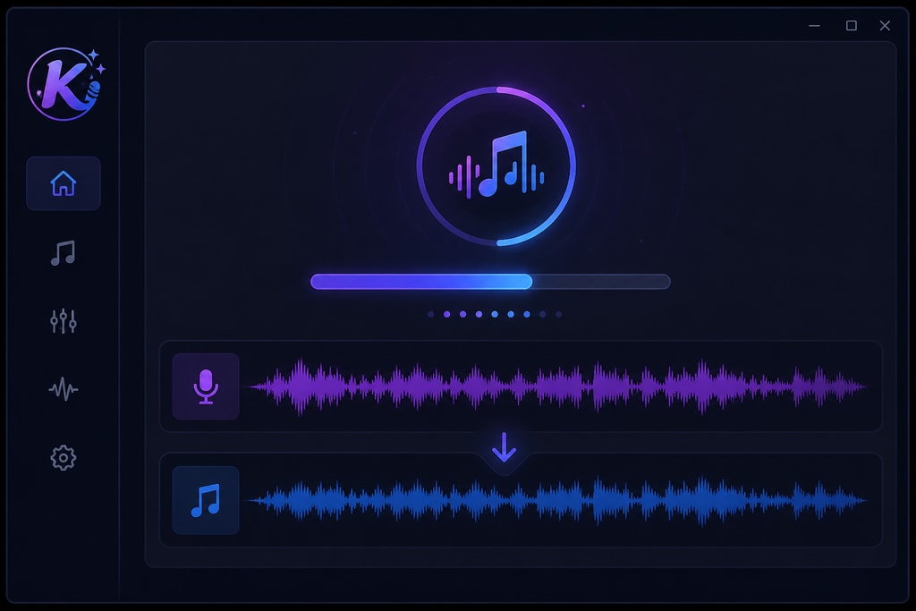 KaraMagic interface showing vocal removal process