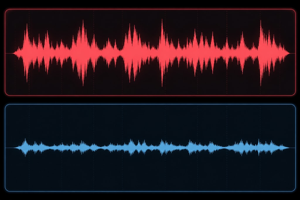 Comparison of audio waveforms before and after vocal removal