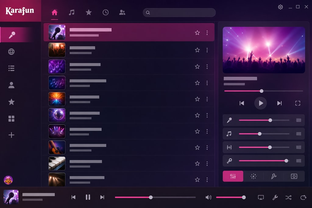 KaraFun interface displaying a karaoke song selection