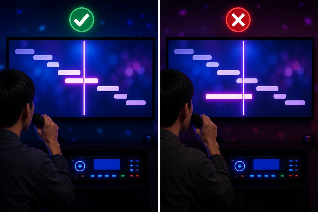 Comparison of synchronized and unsynchronized karaoke lyrics