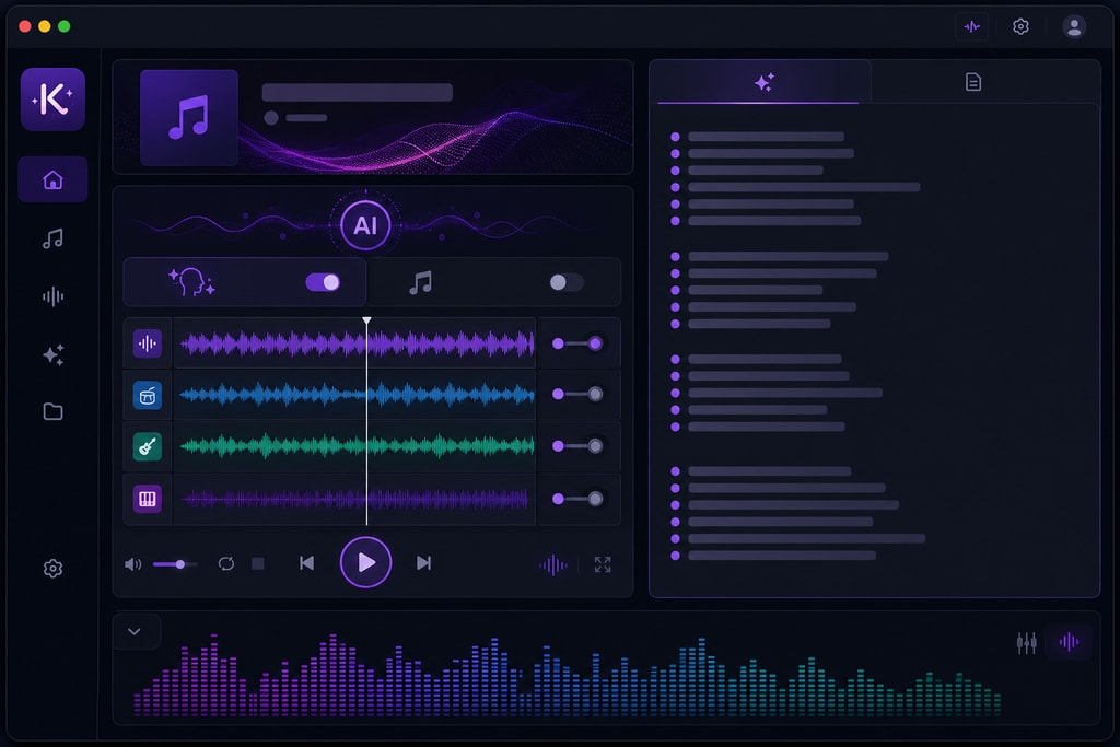 KaraMagic software interface displaying AI-powered vocal removal and lyric transcription features