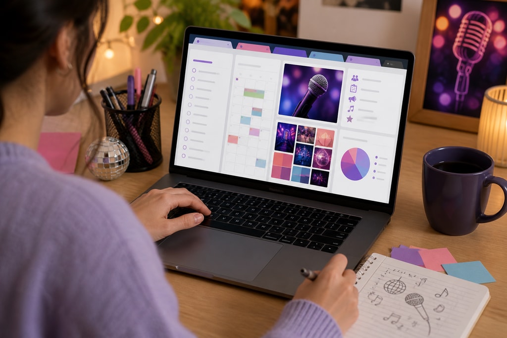 Event planning on a laptop