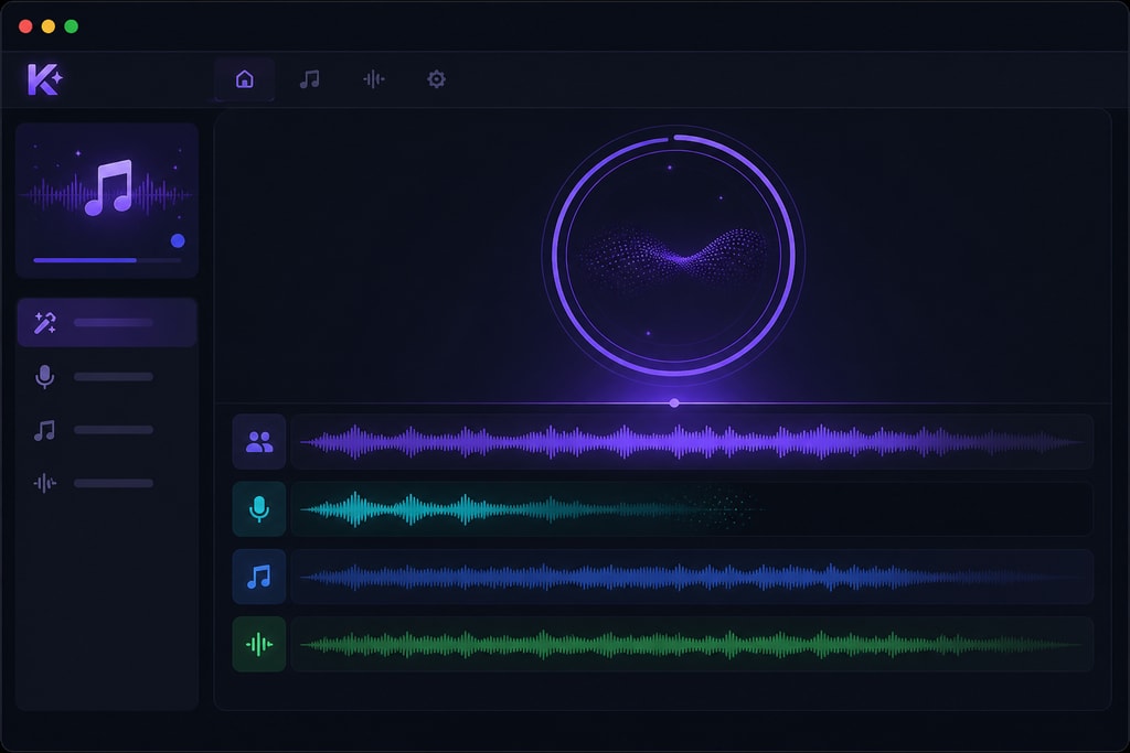 User interface of KaraMagic software showing vocal removal process