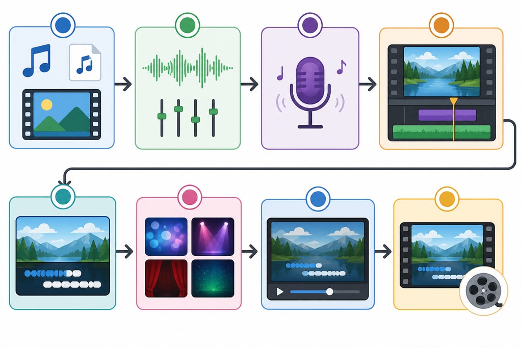 Diagram illustrating steps to create karaoke videos offline
