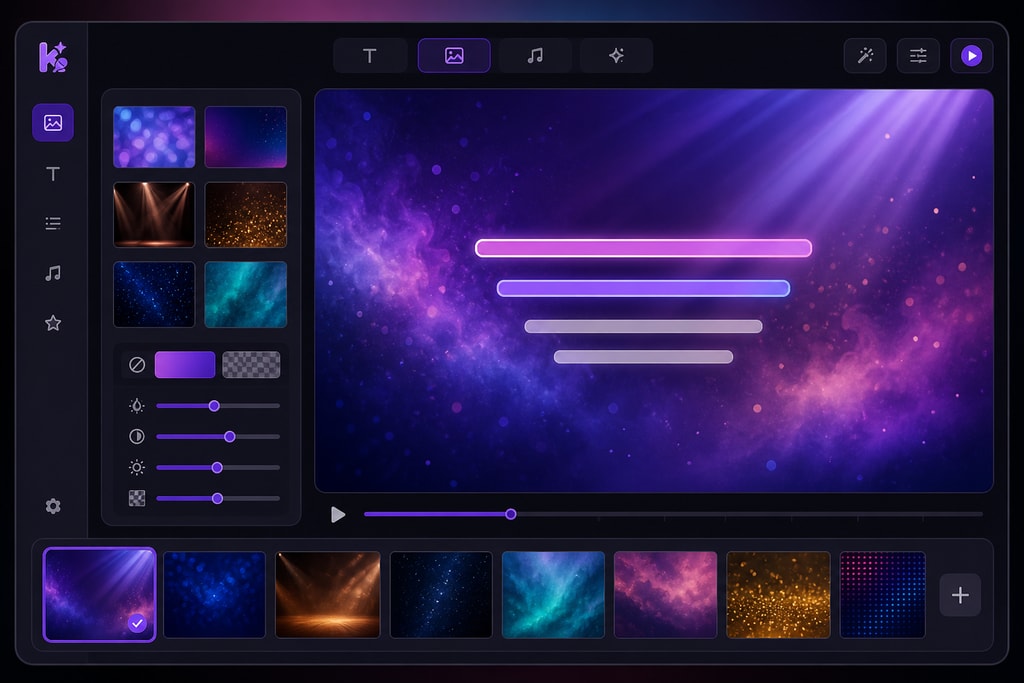 KaraMagic Pro's lyrics editor with custom background options