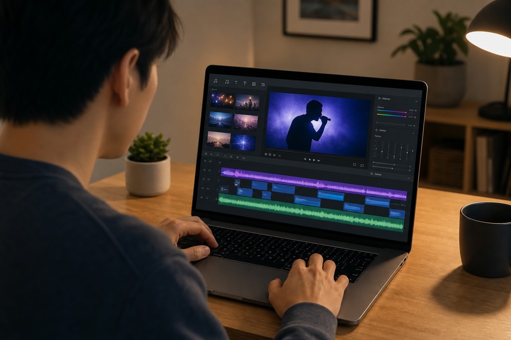 User creating a karaoke video using Mac software