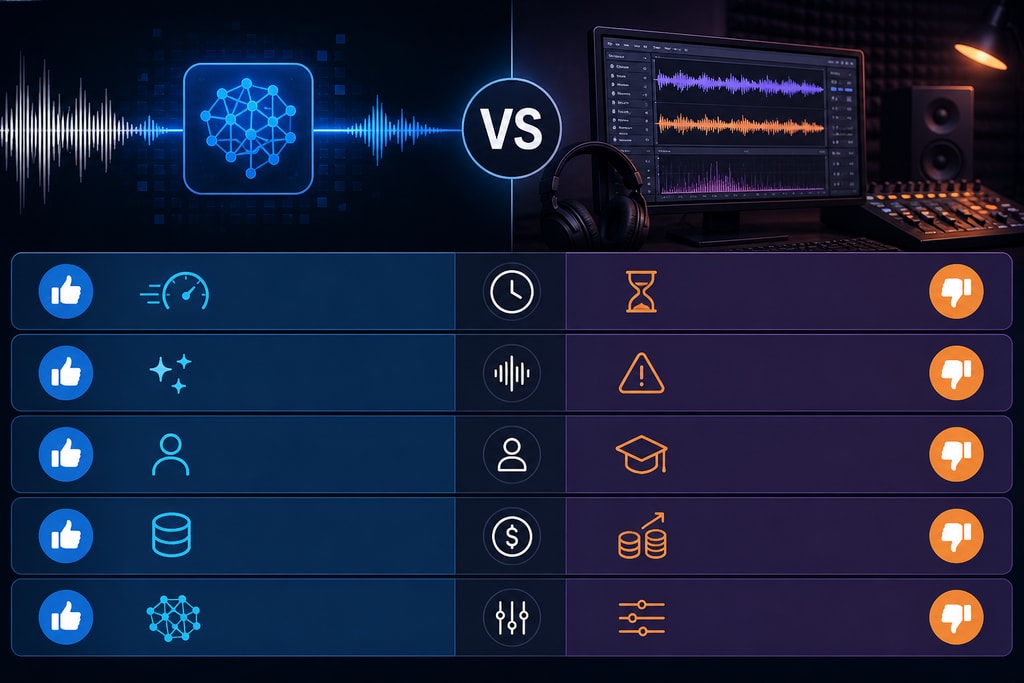 Graphic comparing AI and manual editing tools