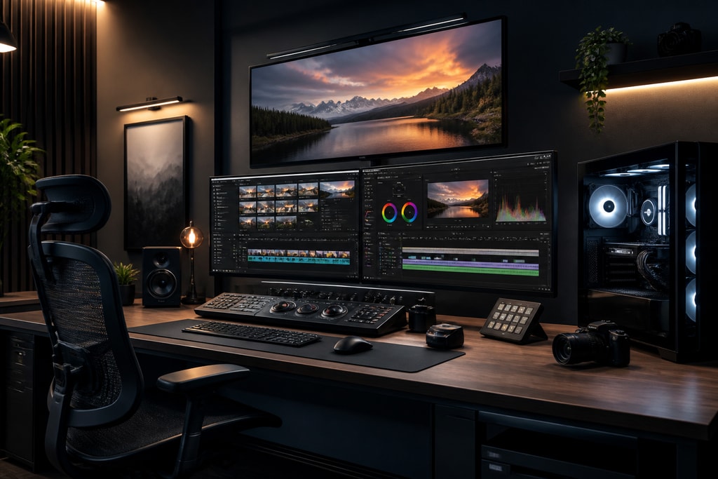 High-performance computer setup for video editing