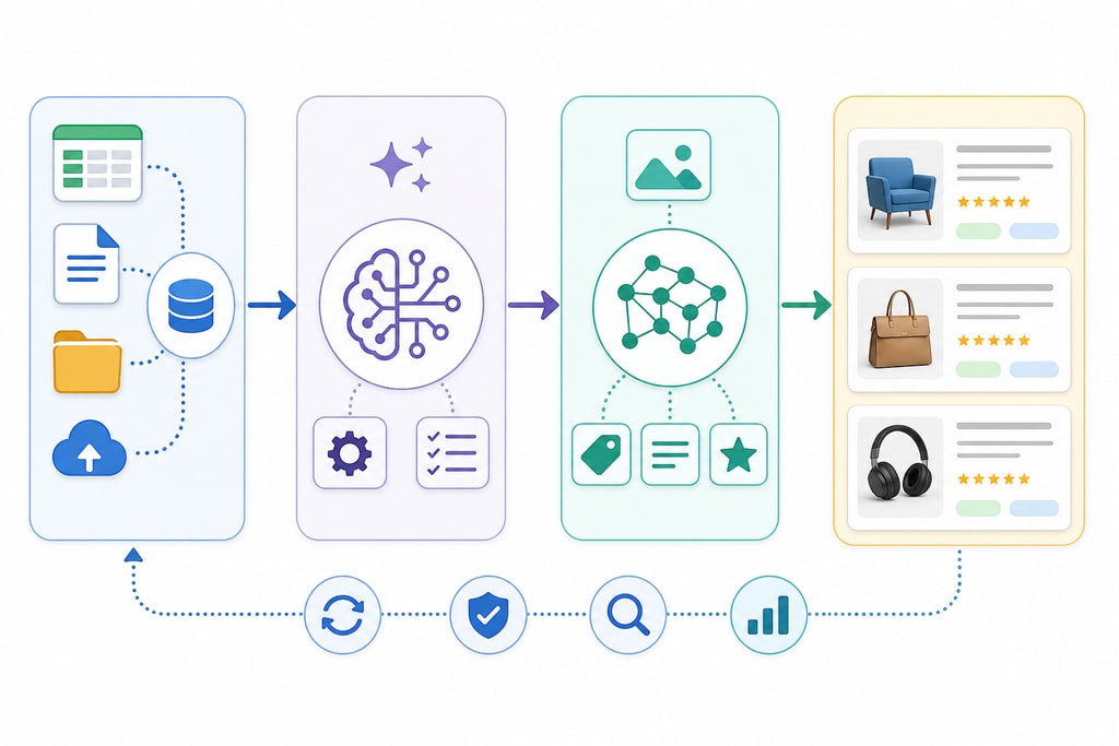 Flowchart of AI-powered catalog enrichment
