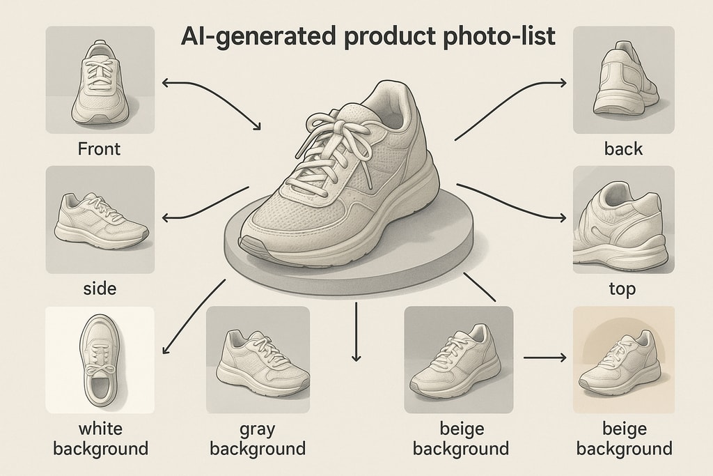 Diagram illustrating AI product photo shot-list