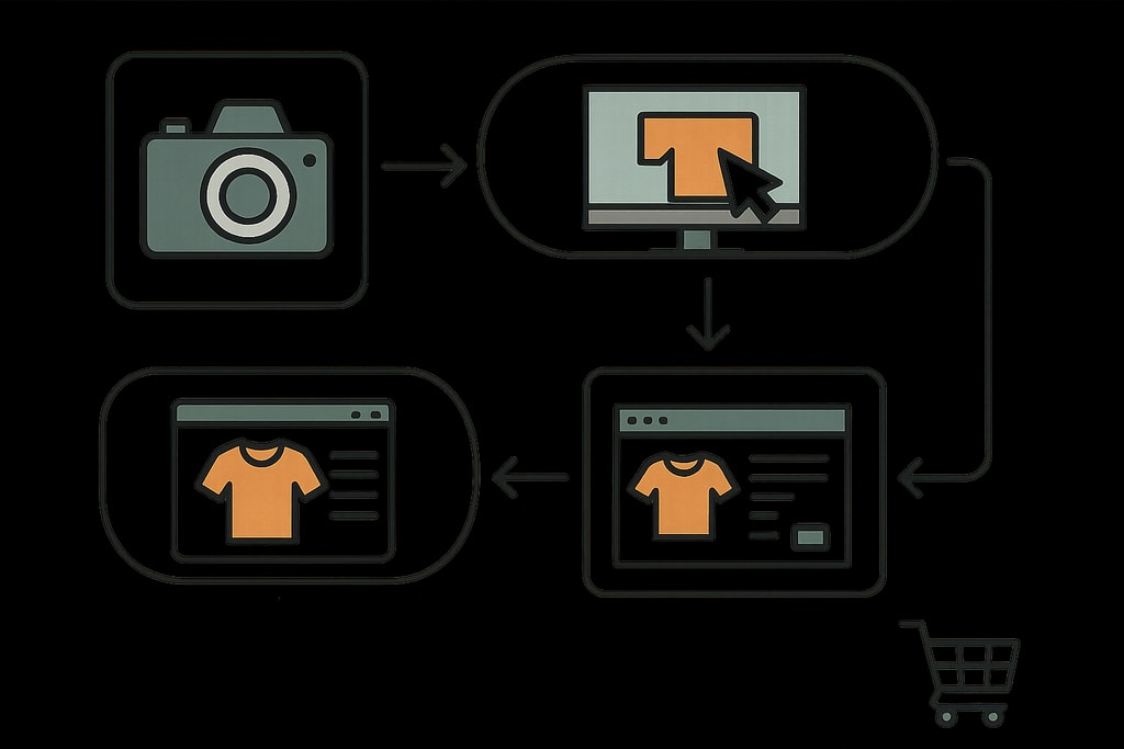 Graphic depicting the ecommerce listing workflow