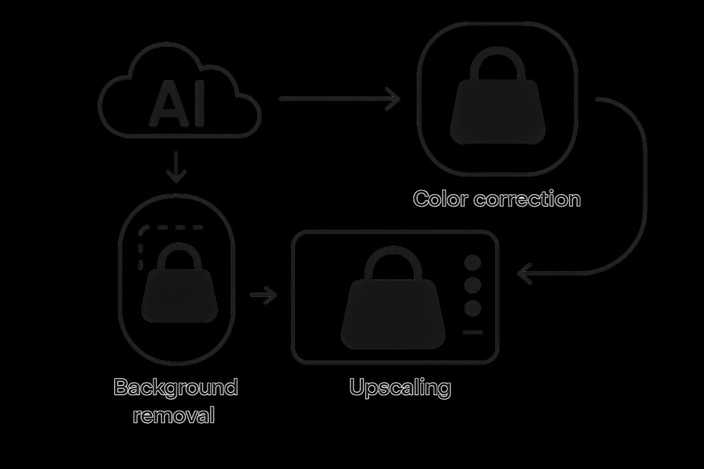 Diagram illustrating AI image editing workflow for e-commerce