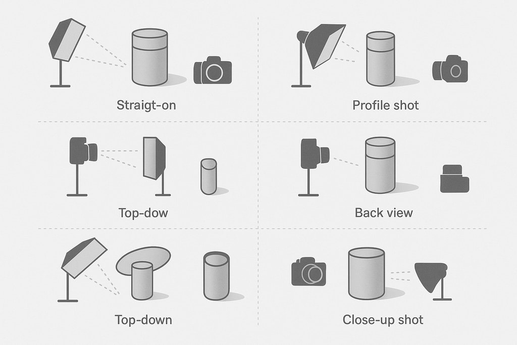 Diagram illustrating a product photo shot-list