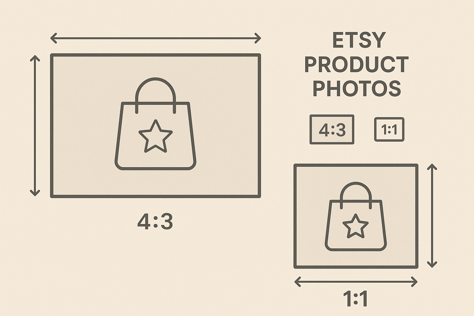 Diagram illustrating optimal Etsy product photo dimensions and aspect ratios