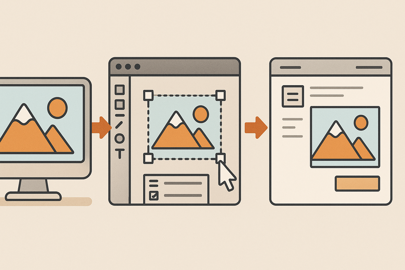 Illustration of the image resizing process for Etsy listings