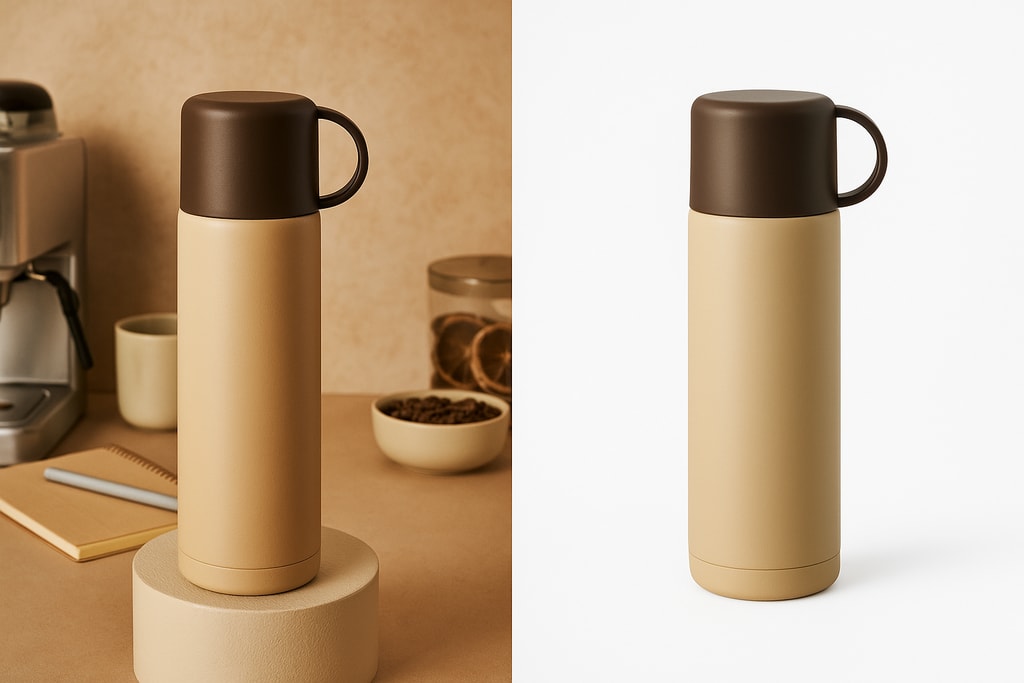 Comparison of a cluttered background versus a clean background in product photography
