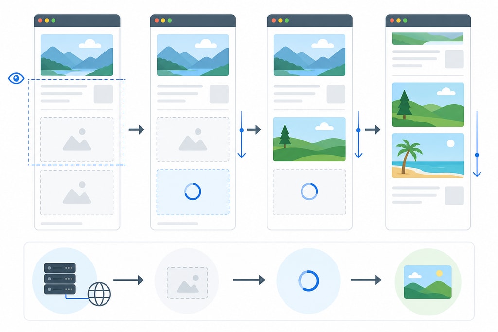 Diagram illustrating the lazy loading process for images on a webpage