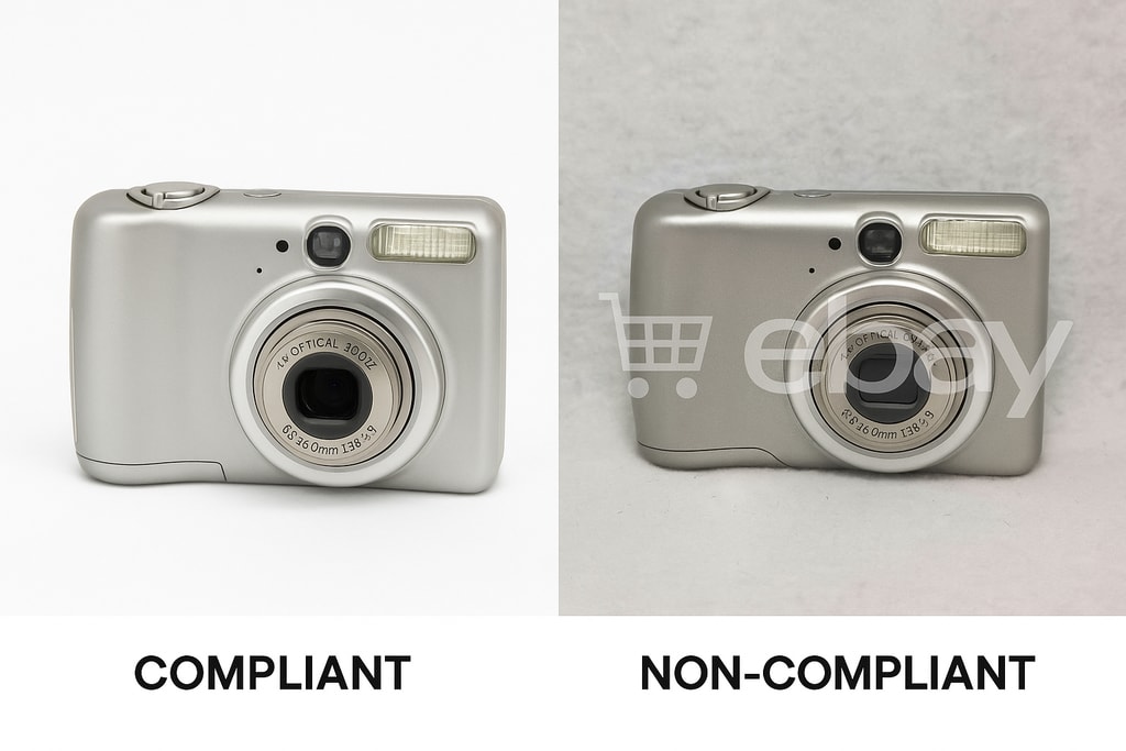 Comparison of compliant and non-compliant eBay product images